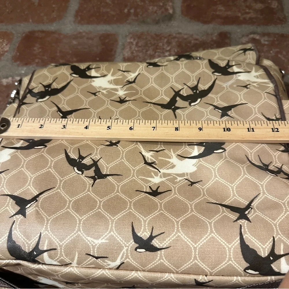 Petunia Pickle Bottom Diaper Bag Coated Canvas Swallow Bird Design One Strap